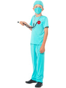 Surgeon Costume Kids Blue with Top Trousers Hat Mask and Stethoscope 4
