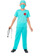 Surgeon Costume Kids Blue with Top Trousers Hat Mask and Stethoscope 1