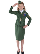 WW2 Army Girl Costume Kids Khaki Green Jacket Skirt Hat 5