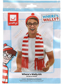 Where is Wally Kit Adult Red White Hat Knitted Scarf Glasses Instant Costume 2