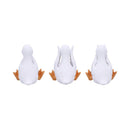 Three Wise Goofy Geese Figurines in See no Hear Speak Evil Poses 8.5cm 3