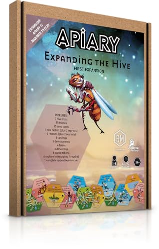 Stonemaier Games: Apiary: Expanding The Hive Expansion | New Unique Frames, Additional Tiles, and More! | Add to Apiary - A Strategy Board Game About Bees in Space | 1-5 Players, 90 Mins, Ages 14+