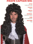 Pirate Captain Wig Adult Black Long Curly Captain Hook Costume Hair 2