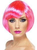 Neon Pink Babe Wig Adult Short Bob with Fringe Sci Fi Costume Hair 1