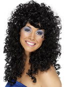 Boogie Babe Wig Adult Black Long Curly 80s Disco Costume Hair 1