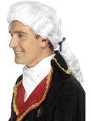 Court Wig White with Black Ribbon and Ringlets Adult Costume Accessory 1