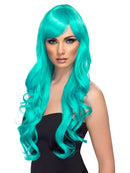 Desire Wig Adult Aqua Long Curly with Fringe Mermaid Costume Hair 1