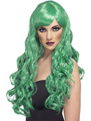 Desire Wig Green Long Curly With Fringe Adult Costume Hair 1
