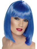 Electric Blue Wig Short Fringed Glam Style Fantasy Costume Hair 1