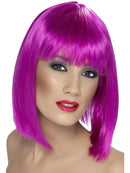 Glam Short Blunt Cut Wig with Fringe Neon Purple Adult Fantasy Costume Hair 1