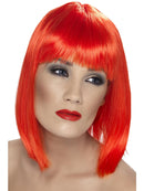 Neon Red Short Blunt with Fringe Adult Glam Wig 2