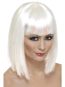 Glam Wig White Short Blunt With Fringe Adult Costume Hair 1