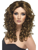 Glamour Wig Brown Long Curly Adult Costume Hair 1
