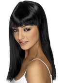 Black Glamourama Wig Long with Fringe Fantasy Costume Hair 1