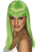 Glamourama Wig Neon Green Long with Fringe Adult Costume Hair 1