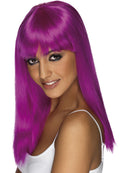 Glamourama Wig Adult Purple Long with Fringe Fantasy Costume Hair 1