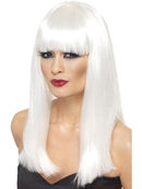 Glamourama Wig White Long Straight with Fringe Fantasy Costume Hair 1