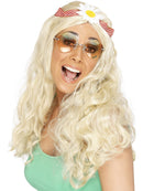 Groovy Wig Adult Long Wavy Blonde with Daisy Headband Costume Accessory 1