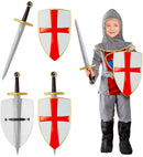 White Crusader Shield & Sword Sword 49 Cm, Shield 19 Cm