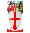 White Crusader Shield & Sword Sword 49 Cm, Shield 19 Cm
