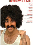 80s Retro Wig and Tash Set Adult Brown Instant 118 Costume Hair 3