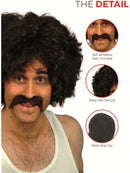 80s Retro Wig and Tash Set Adult Brown Instant 118 Costume Hair 4
