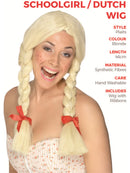 Schoolgirl Dutch Wig Blonde Plaits with Red Ribbons 2