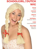 Schoolgirl Dutch Wig Blonde Plaits with Red Ribbons 2
