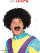 Scouser Set Black Curly Wig and Tash Adult 80s Instant Costume 4