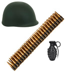 Military Set  Helmet, 96 Bullets Belt, Grenade   