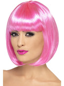 Partyrama Wig 12 Inch Adult Pink Short Bob with Fringe 1