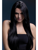 Fever Amber Wig Black Long Straight with Feathered Fringe 28inch 1