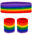 Rainbow Sweatband Set  Headband, 2 Wristbands 
