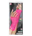 Neon Pink Lace Gloves