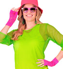 Neon Pink Lace Gloves