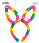 Light-Up Rainbow Bunny Ears With Steady, Slow & Fast Flashing Light Modes