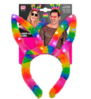 Light-Up Rainbow Bunny Ears With Steady, Slow & Fast Flashing Light Modes