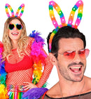 Light-Up Rainbow Bunny Ears With Steady, Slow & Fast Flashing Light Modes