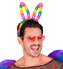 Light-Up Rainbow Bunny Ears With Steady, Slow & Fast Flashing Light Modes