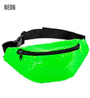 Neon Green Sequin Belt Bag