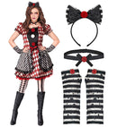 Harlequin Doll  Dress, Bow Headband, Choker, Glovelettes 