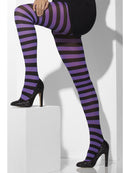 Opaque Tights Striped Purple Black Adult Costume Accessory 4