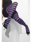 Opaque Tights Striped Purple Black Adult Costume Accessory 2