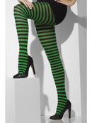 Opaque Tights Green and Black Striped Adult Costume Accessory 3