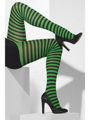 Opaque Tights Green and Black Striped Adult Costume Accessory 1