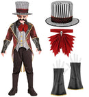 Sinister Ringmaster  Jacket With Vest, Skull Jabot, Gloves, Hat  