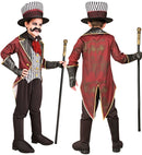 Sinister Ringmaster  Jacket With Vest, Skull Jabot, Gloves, Hat  