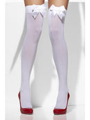 Opaque Hold Ups White with White Bows Adult Costume Accessory 3