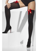 Opaque Hold Ups Black with Red Bows Adult Costume Accessory 3