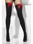 Opaque Hold Ups Black with Red Bows Adult Costume Accessory 1